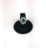 Sterling Silver Ring with Prasiolite and White Topaz