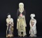 Antique 3 Piece Carved & Painted Ivory Figural Oriental Signed Sculptures.
