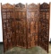 Ornately Carved Wood Asian / Indonesian Wall Screen / Room Divider