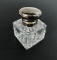 Antique Crystal Inkwell with Sterling Lid JGB EEB Hallmarked