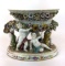 Antique Von Schierholz Dresden Painted Porcelain Centerpiece Basket Bowl With Cherub Base