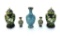 Collection of 5 Vintage Cloisonne Oriental Asian Enamel Vases