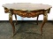 Highly Ornate Contemporary Inlaid Table w/ Gold Ormolu & Inlaid Flower Marquetry