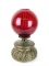Antique AA Vantine Co. Vantine's 877 Brass Oil Lamp with Ruby Red Globe.