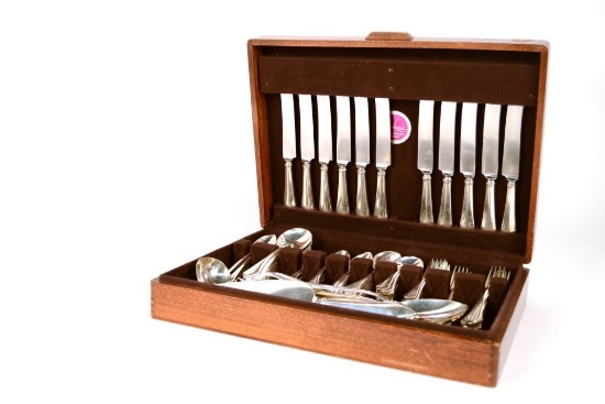 Vintage Sterling 12 Setting Flatware Set Monogramed and Hallmarked 124 Pieces 123 Troy Ounces