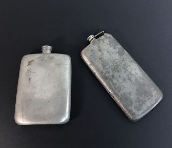 Antique E&J.B Civil War Boot Flask and Antique England Sheffield James Dixon Silver Flask