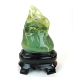Beautiful Antique Oriental Multicolor Jade Polished Scuplture with Stand