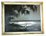 James Gibson, Highwaymen Painting, Oil on Board Moon Light Scene