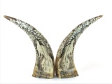 Carved Horns depicting Birds