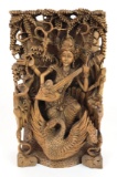 3D Wooden Carving Shiva and Swan