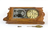 Oak Case Eastlake Style Corner Clock