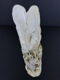 Carved Pachyderm Material Statue of Birds and Flowers