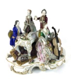 Vintage Four Figure Volkstedt Dresden Crinoline Music Group Painted Porcelain Lace Sculpture