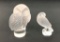 Pair of French Lalique Crystal Birds, Owl & Dove Bird Sculptures