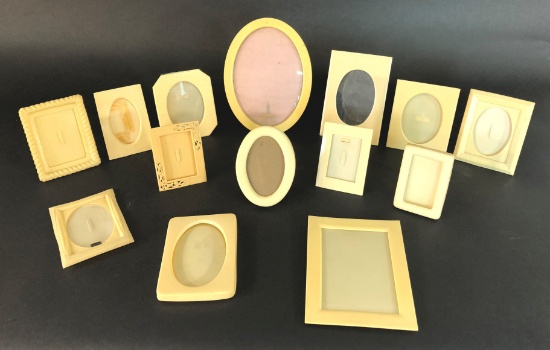 Vintage Collection of 14 Pyralin French Ivory Celluloid Dresser Vanity Picture Frames