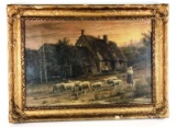 Antique MC Haywood Signed 1915 Oil on Canvas 