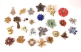 Assorted Large Collection of Costume Jewelry, Brooches & Pins, Sterling, Designer,