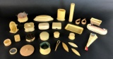 Vintage Collection of Pyralin French Ivory Celluloid Dresser Vanity and Trinket Pieces