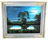 Listed Artist Al Black, Florida Highwaymen Framed Oil on Board 