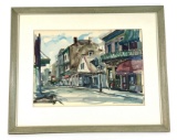 Listed Artist, Emmett Fritz, Original Watercolor, The Flamingo Club