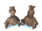 Intricately Carved French Royalty King & Queen Busts Sculptures