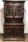 Antique Carved Sideboard Buffet w/ Stained Glass Doors