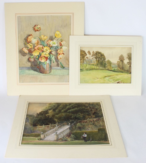 Original Watercolors by Listed Artists H.M. Brock, J W Whymper and Beryl Matchwick