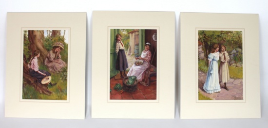 Lot of Three Original Watercolors by Listed Artist and Illustrator Harold C. Earnshaw