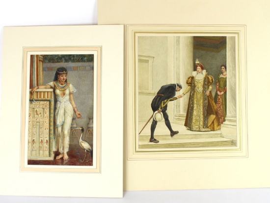 Lot of Original Watercolor Paintings by Listed Artists Gustavus Buvier and Sir James Linton