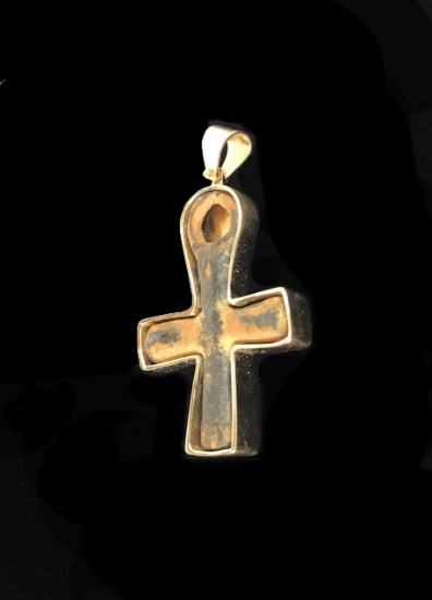 Byzantine Cross Pendant Artifact encased in 18kt Gold