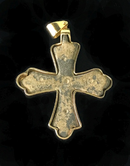 Byzantine Cross Pendant Artifact encased in 18kt Gold