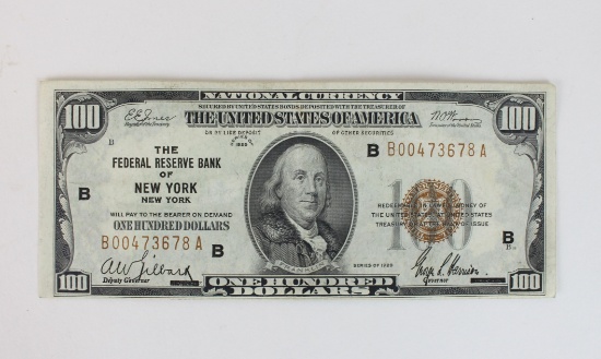 United States Series 1929 $100 Federal Reserve Note