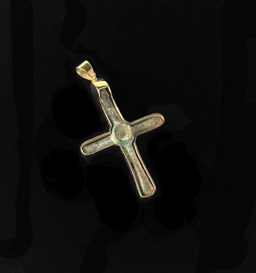 Byzantine Cross Pendant Artifact Encased in 18kt Gold