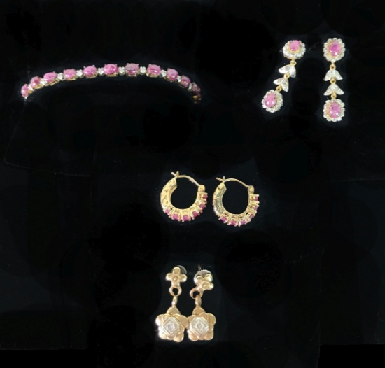 Yellow Gold and Costume Jewelry Collection Diamonds Ruby and Colored Stones