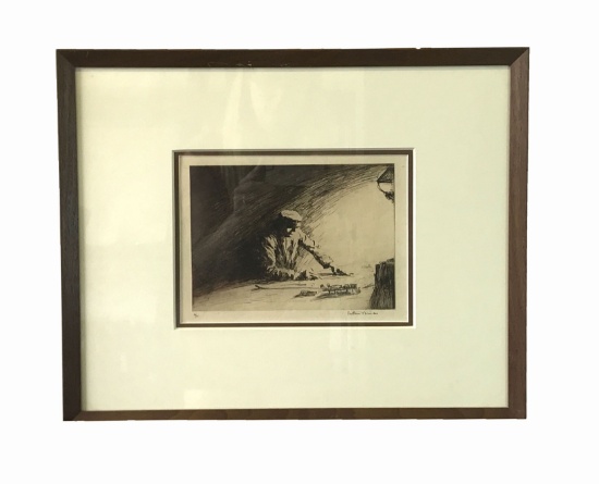 Listed Artist Arthur John Trevor BRISCOE (1873-1943) #16/75 Signed Etching "Plotting a Course"