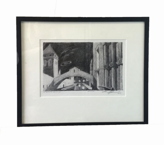 Listed Artist Signed Marco Riccioppo 1999 Etching "The End of the World Run Away" Signed