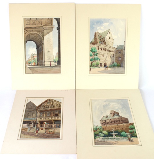 Four Original Watercolors by artist F. Murgatroyd