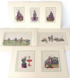 Lot of 7 Original Watercolors on Rice Paper