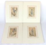 Lot of Four Original Watercolor Illustrations by Joseph Clayton Clarke for Charles Dickins
