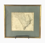 Antique South Carolina Map Engraving Lithograph, 1799