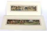 Lot of Two Panoramic Original Watercolors by Listed Artist George Murray