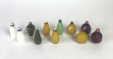 Collection of 11 Antique Oriental Asian Carved Stone and Glass Snuff Bottles