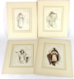 Four Original Costume Watercolor Sketches by Listed Artist Robert E. Groves