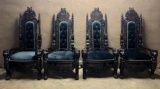 Ornately Carved High Back Throne Chairs