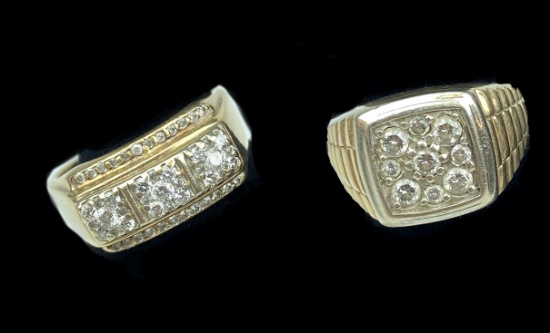 Pair of 14KT Yellow Gold Rings with Daimonds 26.8 grams