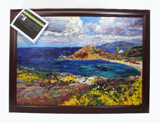 Dmitriy Proshkin (1973-Present, Russia) Original Oil on Paper/Board Vibrant Seascape