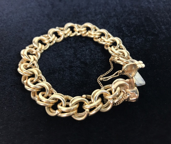 14KT Yellow Gold Link Chain Bracelet 47.5 Grams