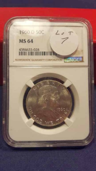 1960d Franklin Silver Half NGC MS64