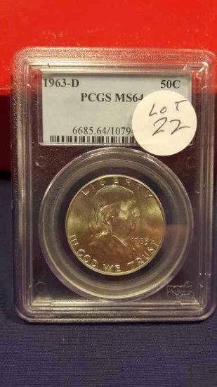 1963d Franklin Silver Half PCGS MS64