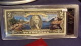 Authentic $2 UNC Bill-Colorized Acadia National Park Maine